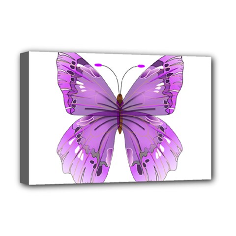 Purple Awareness Butterfly Deluxe Canvas 18  X 12  (framed)