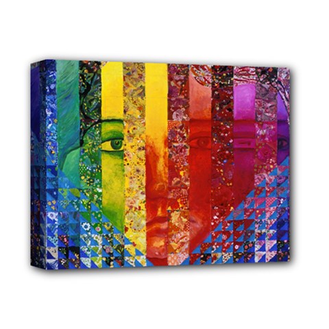 Conundrum I, Abstract Rainbow Woman Goddess  Deluxe Canvas 14  X 11  (framed) by DianeClancy