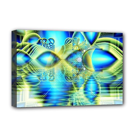 Crystal Lime Turquoise Heart Of Love, Abstract Deluxe Canvas 18  X 12  (framed) by DianeClancy