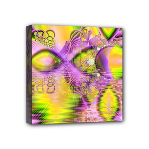 Golden Violet Crystal Heart Of Fire, Abstract Mini Canvas 4  X 4  (framed) by DianeClancy