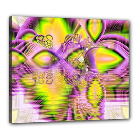 Golden Violet Crystal Heart Of Fire, Abstract Canvas 24  X 20  (framed) by DianeClancy