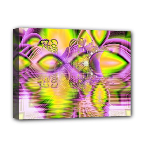 Golden Violet Crystal Heart Of Fire, Abstract Deluxe Canvas 16  X 12  (stretched)  by DianeClancy