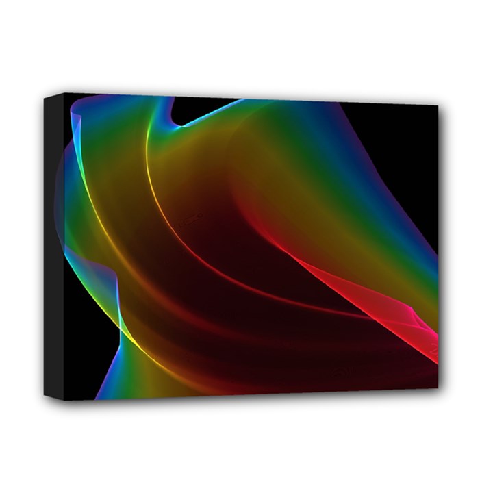 Liquid Rainbow, Abstract Wave Of Cosmic Energy  Deluxe Canvas 16  x 12  (Framed) 