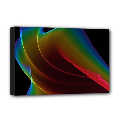 Liquid Rainbow, Abstract Wave Of Cosmic Energy  Deluxe Canvas 18  X 12  (framed) by DianeClancy