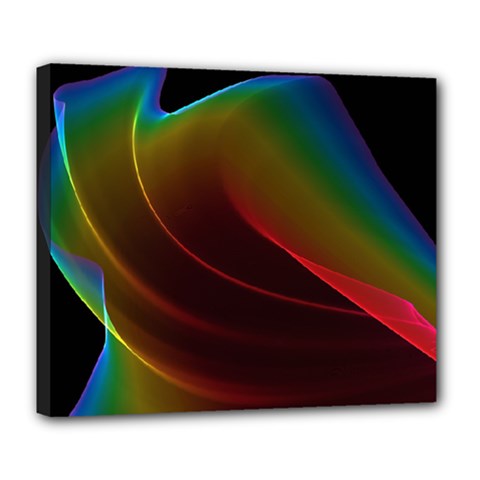 Liquid Rainbow, Abstract Wave Of Cosmic Energy  Deluxe Canvas 24  X 20  (framed) by DianeClancy