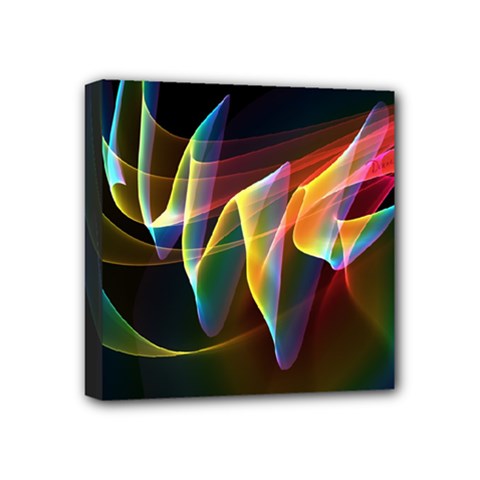 Northern Lights, Abstract Rainbow Aurora Mini Canvas 4  X 4  (framed) by DianeClancy