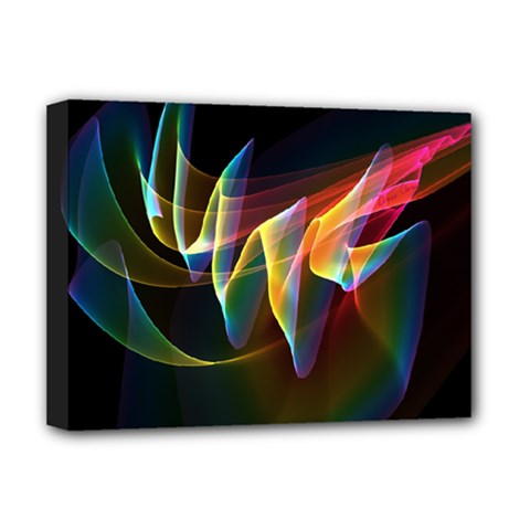 Northern Lights, Abstract Rainbow Aurora Deluxe Canvas 16  X 12  (framed)  by DianeClancy