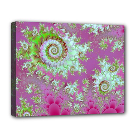 Raspberry Lime Surprise, Abstract Sea Garden  Deluxe Canvas 20  X 16  (framed) by DianeClancy