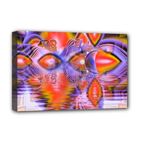 Crystal Star Dance, Abstract Purple Orange Deluxe Canvas 18  X 12  (framed) by DianeClancy
