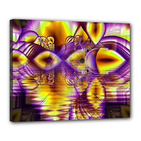 Golden Violet Crystal Palace, Abstract Cosmic Explosion Canvas 20  X 16  (framed) by DianeClancy