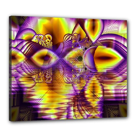 Golden Violet Crystal Palace, Abstract Cosmic Explosion Canvas 24  X 20  (framed) by DianeClancy