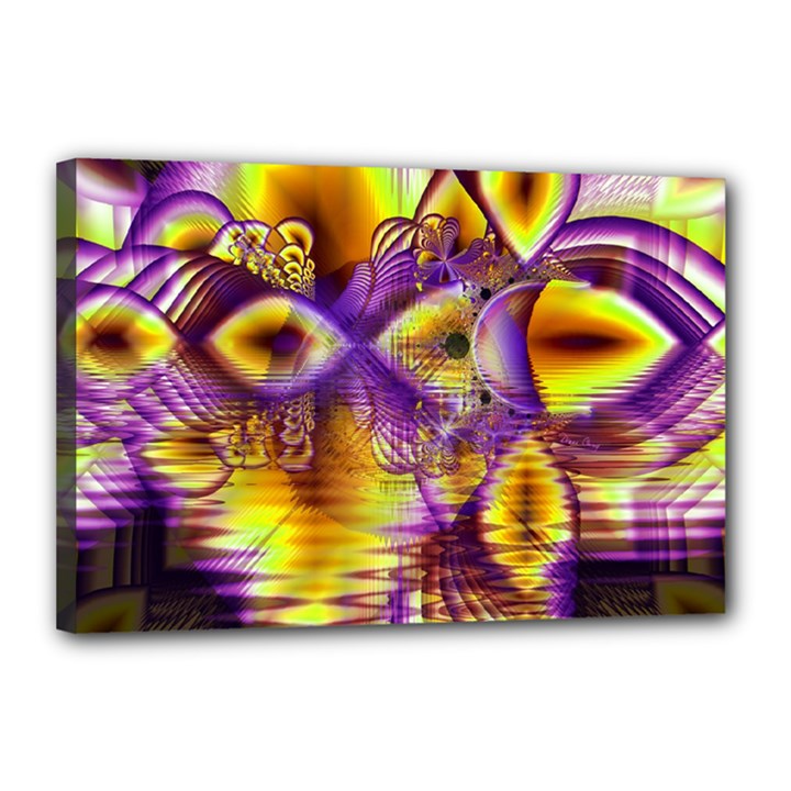 Golden Violet Crystal Palace, Abstract Cosmic Explosion Canvas 18  x 12  (Framed)