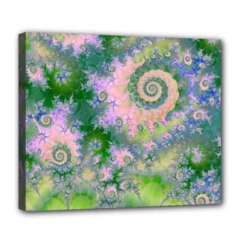 Rose Apple Green Dreams, Abstract Water Garden Deluxe Canvas 24  X 20  (framed) by DianeClancy