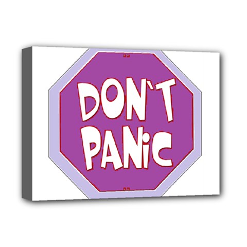 Purple Don t Panic Sign Deluxe Canvas 16  X 12  (framed)  by FunWithFibro