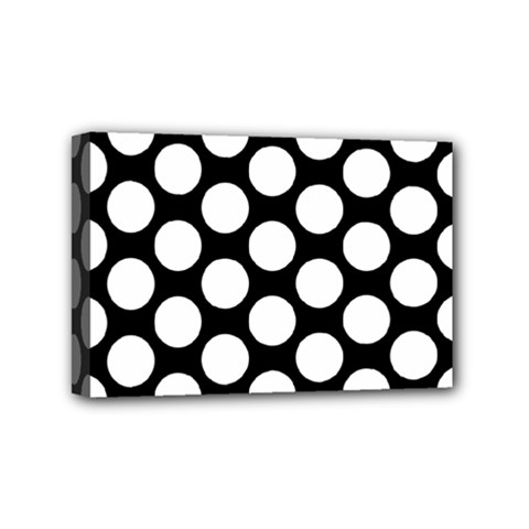 Black And White Polkadot Mini Canvas 6  X 4  (framed) by Zandiepants