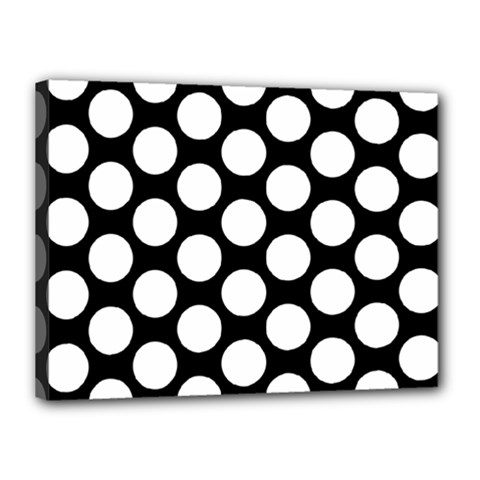 Black And White Polkadot Canvas 16  X 12  (framed) by Zandiepants