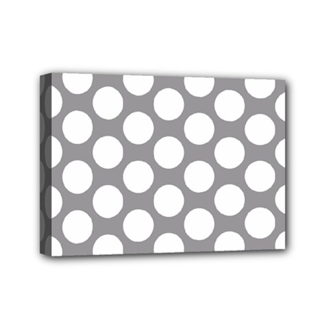 Grey Polkadot Mini Canvas 7  X 5  (framed) by Zandiepants