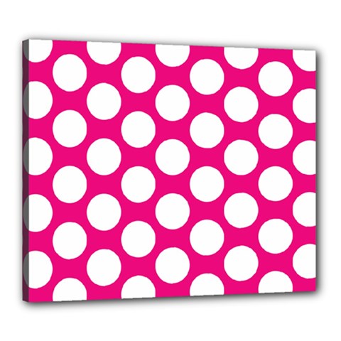 Pink Polkadot Canvas 24  X 20  (framed) by Zandiepants