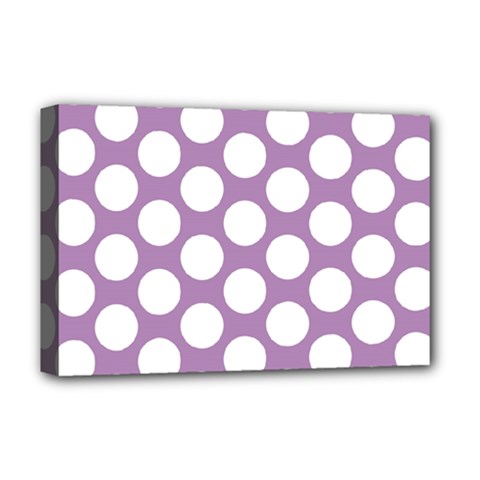 Lilac Polkadot Deluxe Canvas 18  X 12  (framed)