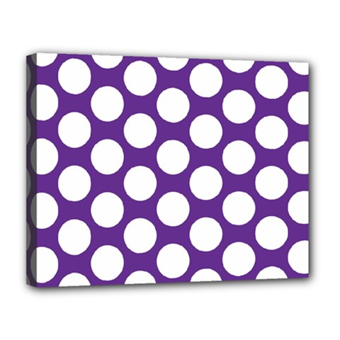 Purple Polkadot Canvas 14  X 11  (framed)