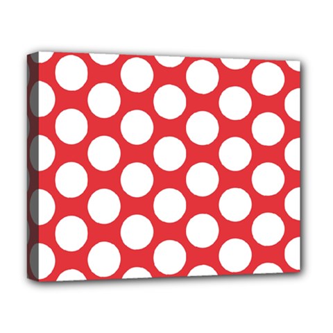 Red Polkadot Deluxe Canvas 20  X 16  (framed) by Zandiepants