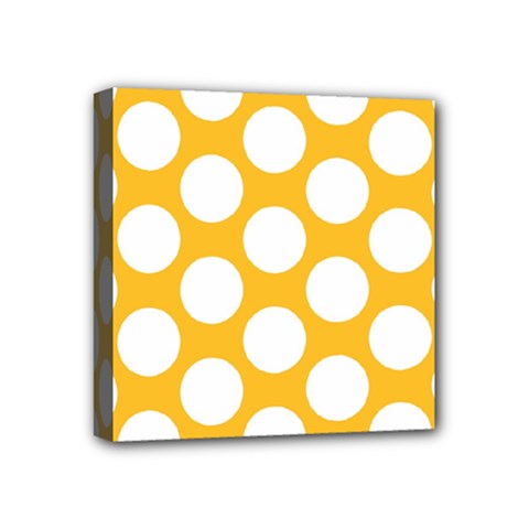 Sunny Yellow Polkadot Mini Canvas 4  X 4  (framed) by Zandiepants