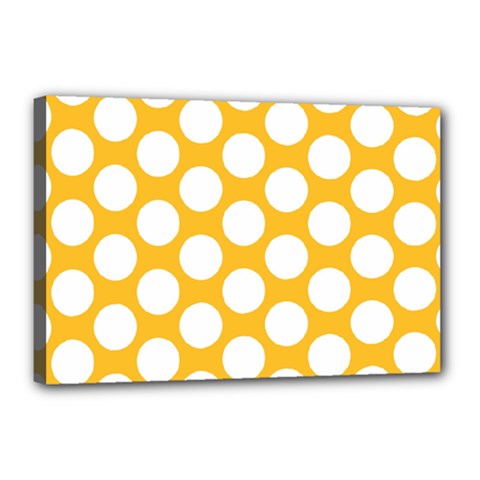 Sunny Yellow Polkadot Canvas 18  X 12  (framed) by Zandiepants