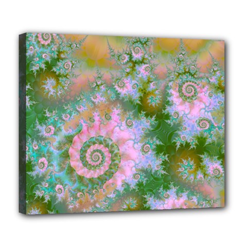Rose Forest Green, Abstract Swirl Dance Deluxe Canvas 24  X 20  (framed) by DianeClancy