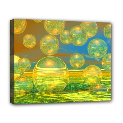 Golden Days, Abstract Yellow Azure Tranquility Deluxe Canvas 20  X 16  (framed) by DianeClancy