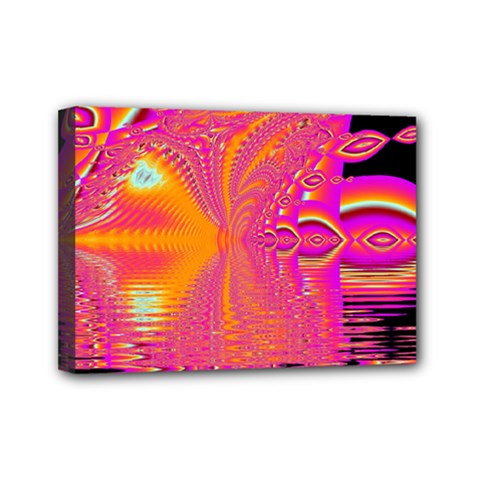 Magenta Boardwalk Carnival, Abstract Ocean Shimmer Mini Canvas 7  X 5  (framed) by DianeClancy