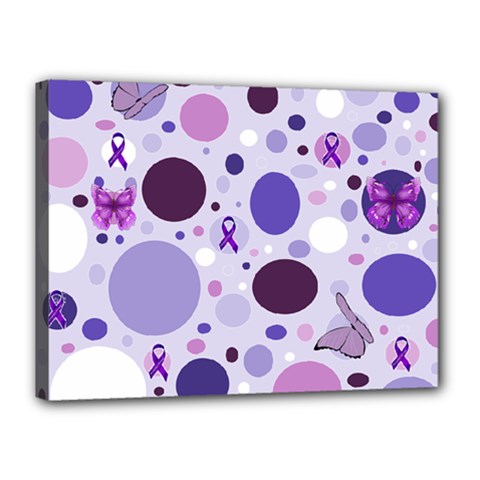 Purple Awareness Dots Canvas 16  X 12  (framed) by FunWithFibro