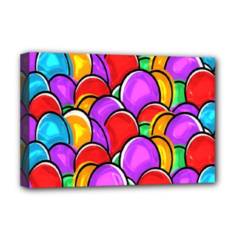 Colored Easter Eggs Deluxe Canvas 18  X 12  (framed) by StuffOrSomething