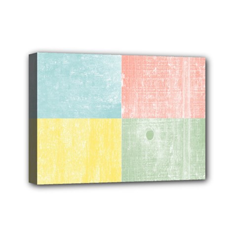 Pastel Textured Squares Mini Canvas 7  X 5  (framed) by StuffOrSomething
