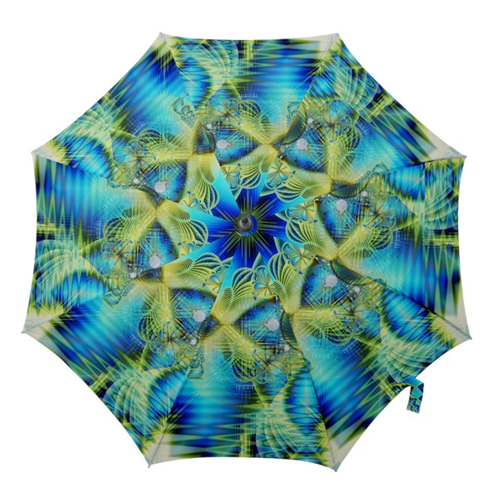 Crystal Lime Turquoise Heart of Love, Abstract Hook Handle Umbrella (Large)