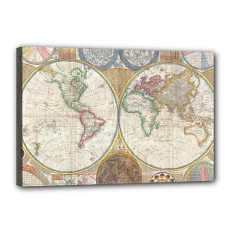 1794 World Map Canvas 18  x 12  (Framed)