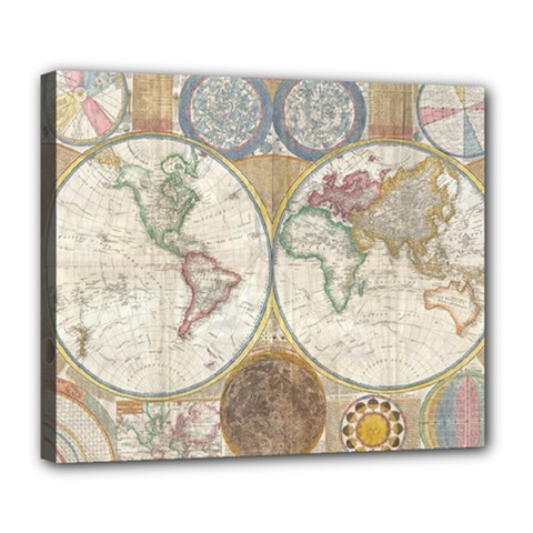 1794 World Map Deluxe Canvas 24  x 20  (Framed)