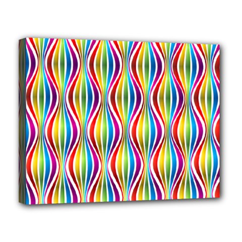 Rainbow Waves Canvas 14  X 11  (framed)
