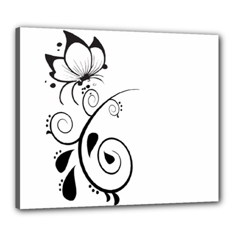 Floral Butterfly Design Canvas 24  X 20  (framed) by OneStopGiftShop