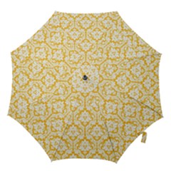 White And Sunny Yellow Damask Pattern Hook Handle Umbrella (medium) by Zandiepants