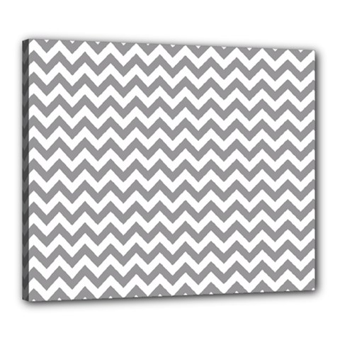 Grey And White Zigzag Canvas 24  X 20  (framed) by Zandiepants