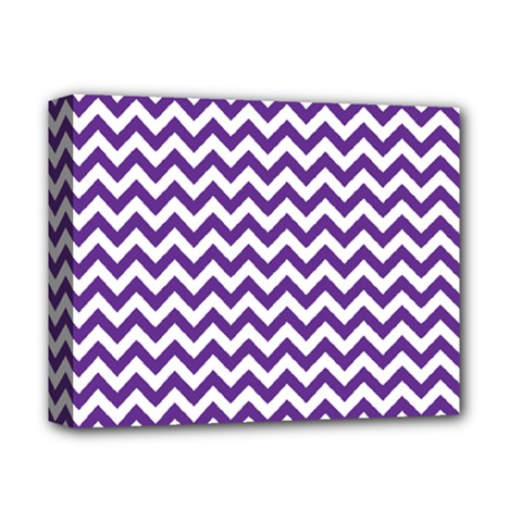 Purple And White Zigzag Pattern Deluxe Canvas 14  X 11  (framed) by Zandiepants