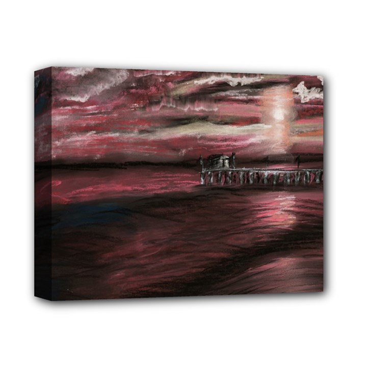 Pier At Midnight Deluxe Canvas 14  x 11  (Framed)