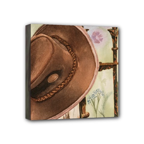 Hat On The Fence Mini Canvas 4  X 4  (framed) by TonyaButcher