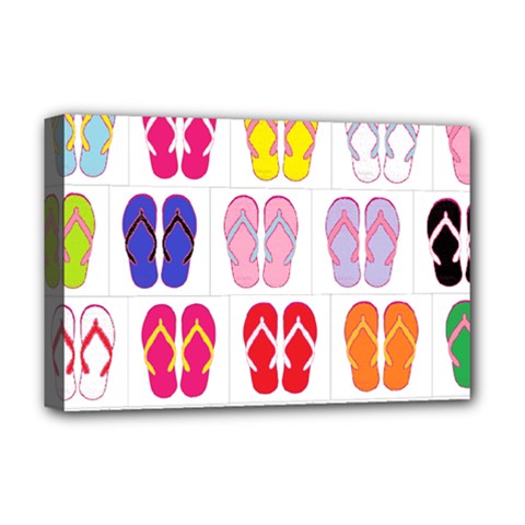 Flip Flop Collage Deluxe Canvas 18  X 12  (framed) by StuffOrSomething