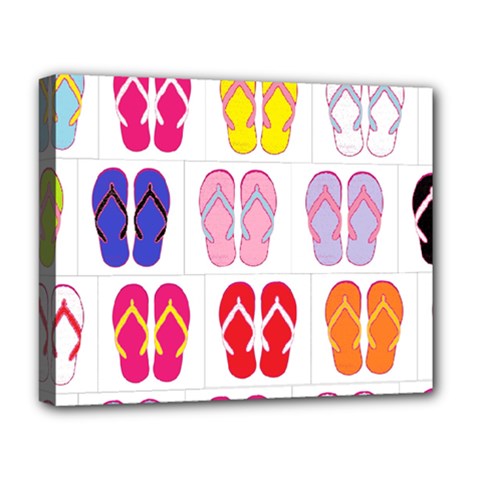 Flip Flop Collage Deluxe Canvas 20  X 16  (framed) by StuffOrSomething