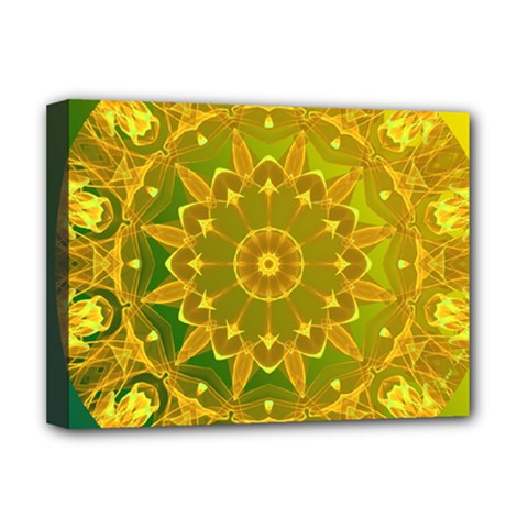 Yellow Green Abstract Wheel Of Fire Deluxe Canvas 16  X 12  (framed) 