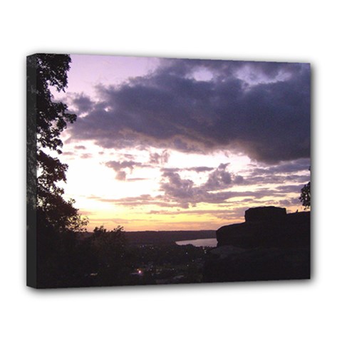  Sunset Over The Valley Canvas 14  X 11  (framed)