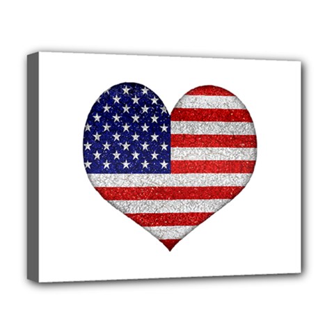 Grunge Heart Shape G8 Flags Deluxe Canvas 20  X 16  (framed) by dflcprints