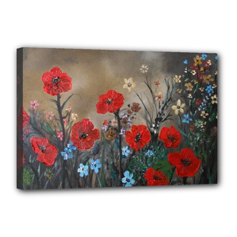 Poppy Garden Canvas 18  X 12  (framed)