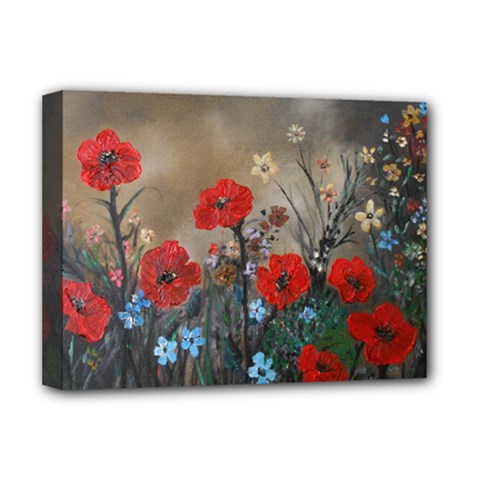 Poppy Garden Deluxe Canvas 16  X 12  (framed)  by rokinronda